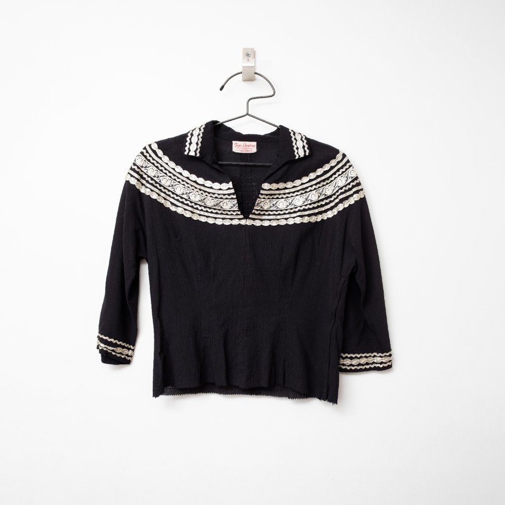 Vintage Rockabilly Western Black Silver Patio top